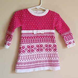 Heirlooms by Polly Flinders Pink heart fair isle sweater dress. Size 12 Months
